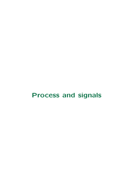 Process and Signals Introduction