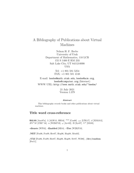 A Bibliography of Publications About Virtual Machines