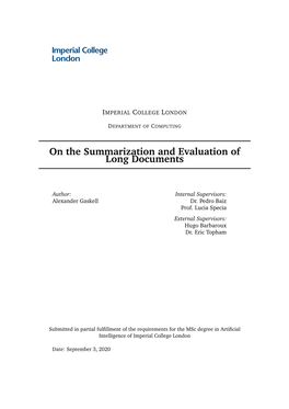 On the Summarization and Evaluation of Long Documents