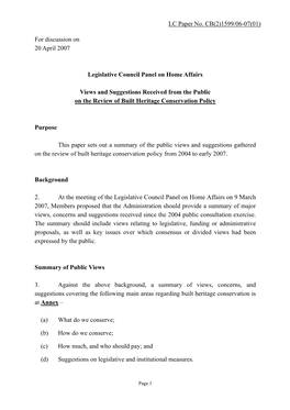 For Discussion on 20 April 2007 Legislative Council Panel on Home