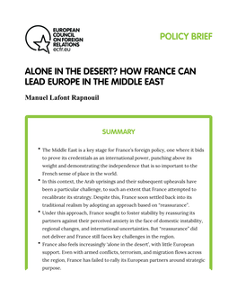 How France Can Lead Europe in the Middle East