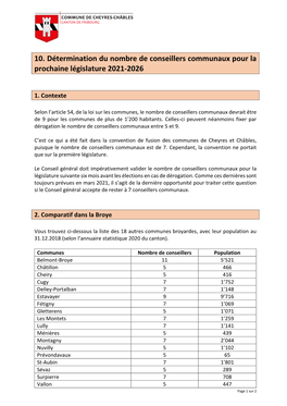 10. Détermination Du Nombre De Conseillers Communaux Pour La Prochaine Législature 2021-2026