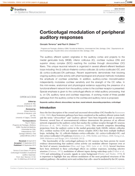 Corticofugal Modulation of Peripheral Auditory Responses