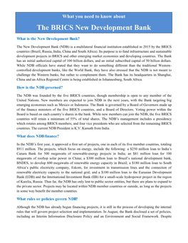 The BRICS New Development Bank