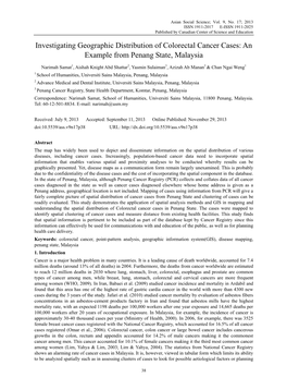 Investigating Geographic Distribution of Colorectal Cancer Cases: an Example from Penang State, Malaysia