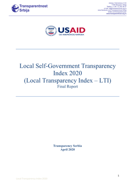 Local Self-Government Transparency Index 2020 (Local Transparency Index – LTI) Final Report