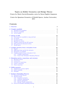 Topics on Kähler Geometry and Hodge Theory Contents