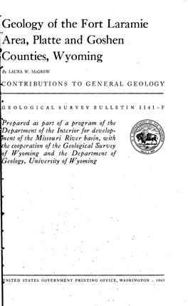 Geology of the Fort Laramie '.* Area, Platte and Goshen >