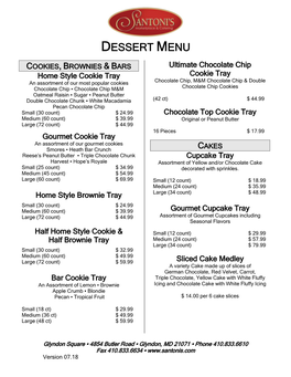 Dessert Menu