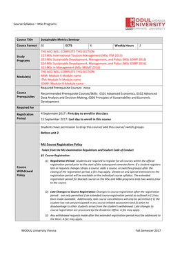 Syllabus – Msc Programs