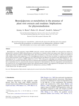 Benzo[A]Pyrene Co-Metabolism in the Presence of Plant Root Extracts and Exudates: Implications for Phytoremediation