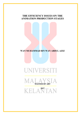 The Efficiency Issues on the Animation Production Stages