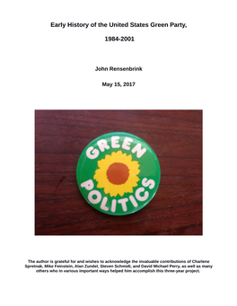 Early History of the Green Party