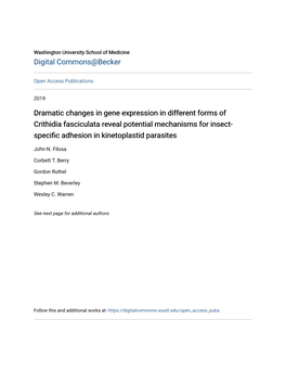 Dramatic Changes in Gene Expression in Different Forms of Crithidia Fasciculata Reveal Potential Mechanisms for Insect- Specific Adhesion in Kinetoplastid Parasites