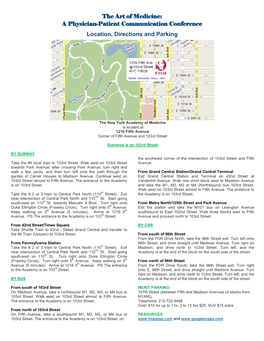 The Art of Medicine: a Physician-Patient Communication Conference Location, Directions and Parking