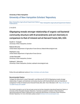 Oligotyping Reveals Stronger Relationship of Organic Soil Bacterial