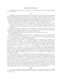 Differential Topology Notes Following Is What We Did Each Day with References to the Bibliography at the End. If I Skipped Anyth