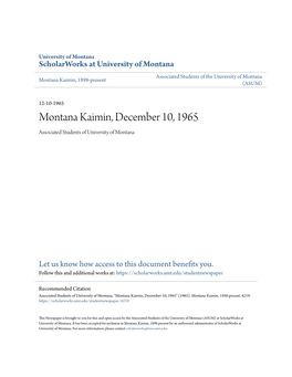 Montana Kaimin, December 10, 1965 Associated Students of University of Montana