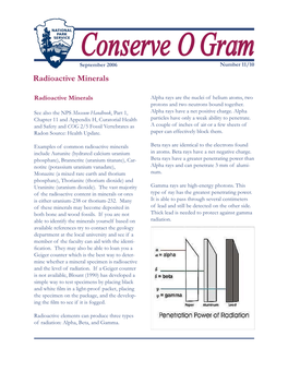Conserve O Gram Volume 11 Issue 10: Radioactive Minerals