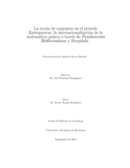 La Teor´Ia De Conjuntos En El Periodo Entreguerras