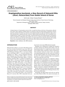 Acari, Halacaridae) from Dokdo Island of Korea