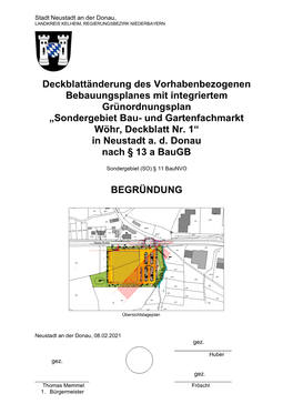 Sondergebiet Bau- Und Gartenfachmarkt Wöhr, Deckblatt Nr