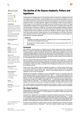 The Decline of the Knysna Elephants: Pattern and AUTHORS: Hypotheses Lizette Moolman1 2 Sam M