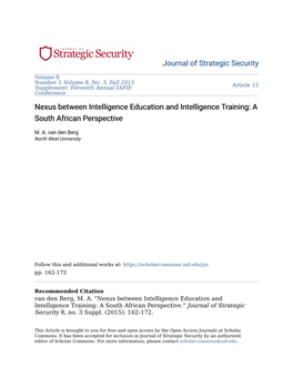 Nexus Between Intelligence Education and Intelligence Training: a South African Perspective