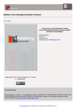 Ftir Study of Two Different Lignite Lithotypes from Neocene Achlada Lignite Deposits in Nw Greece