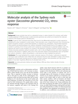 Saccostrea Glomerata)CO2 Stress Response Nicole G