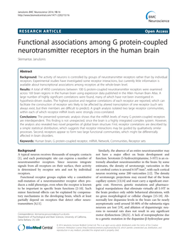 Functional Associations Among G Protein-Coupled Neurotransmitter Receptors in the Human Brain Skirmantas Janušonis