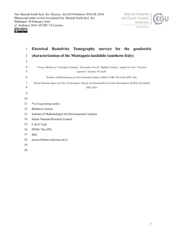 Electrical Resistivity Tomography Surveys for the Geoelectric