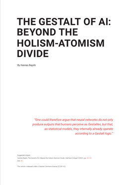 The Gestalt of Ai: Beyond the Holism-Atomism Divide