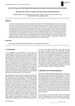 Flat Knitting Loop Deformation Simulation Based on Interlacing Point Model