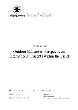 Outdoor Education Perspectives: International Insights Within the Field