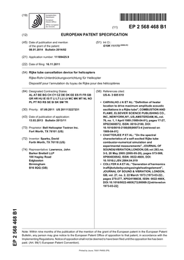 Rijke Tube Cancellation Device for Helicopters