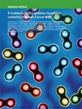 E-Cadherin/ROS1 Inhibitor Synthetic Lethality in Breast Cancer