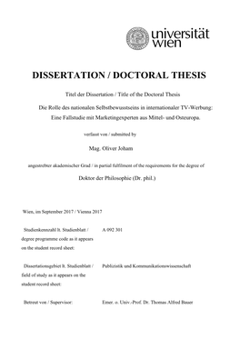 Dissertation / Doctoral Thesis