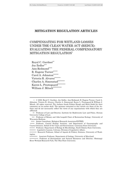 Compensating for Wetland Losses Under the Clean Water Act (Redux): Evaluating the Federal Compensatory Mitigation Regulation∗