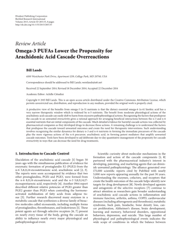 Review Article Omega-3 Pufas Lower the Propensity for Arachidonic Acid Cascade Overreactions