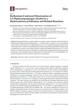 Ruthenium-Catalyzed Dimerization of 1,1-Diphenylpropargyl Alcohol to a Hydroxybenzocyclobutene and Related Reactions