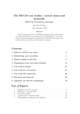 The MUCM Case Studies: Current Status and Proposals MUCM Internal Report