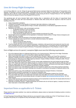 Lion Air Group Flight Exemption Important Notes As Applicable to E