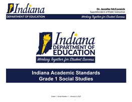 Indiana Academic Standards Grade 1 Social Studies