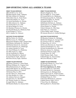 2009 Sporting News All-America Teams