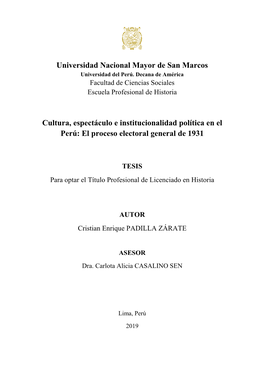 Universidad Nacional Mayor De San Marcos Cultura, Espectáculo E