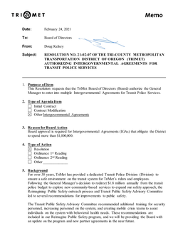Resolution for Transit Police Services
