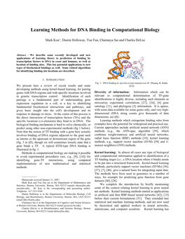 Learning Methods for DNA Binding in Computational Biology