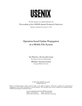 Operation-Based Update Propagation in a Mobile File System