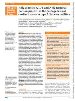 Role of Resistin, IL-6 and NH2-Terminal Portion Probnp in The